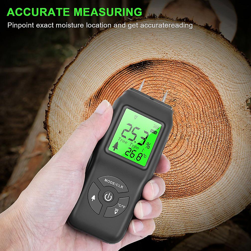 Digital Moisture Meter Water Leak Detector Moisture Tester Backlit Lcd Display With Audible And Visual Moisture Content Alerts