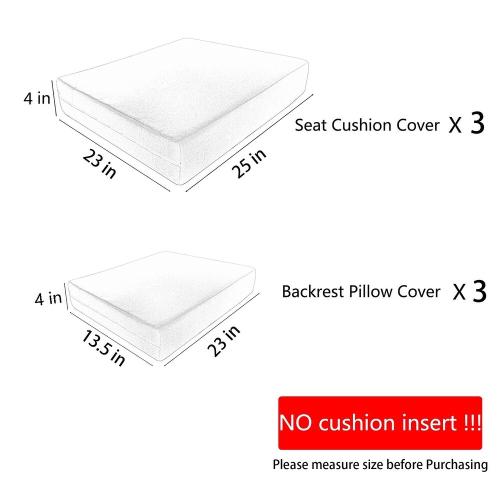 6 Pcs Outdoor Cushion Covers 23x25x4 Patio Cushions Covers Replacement Waterproof with Zipper   Covers Only