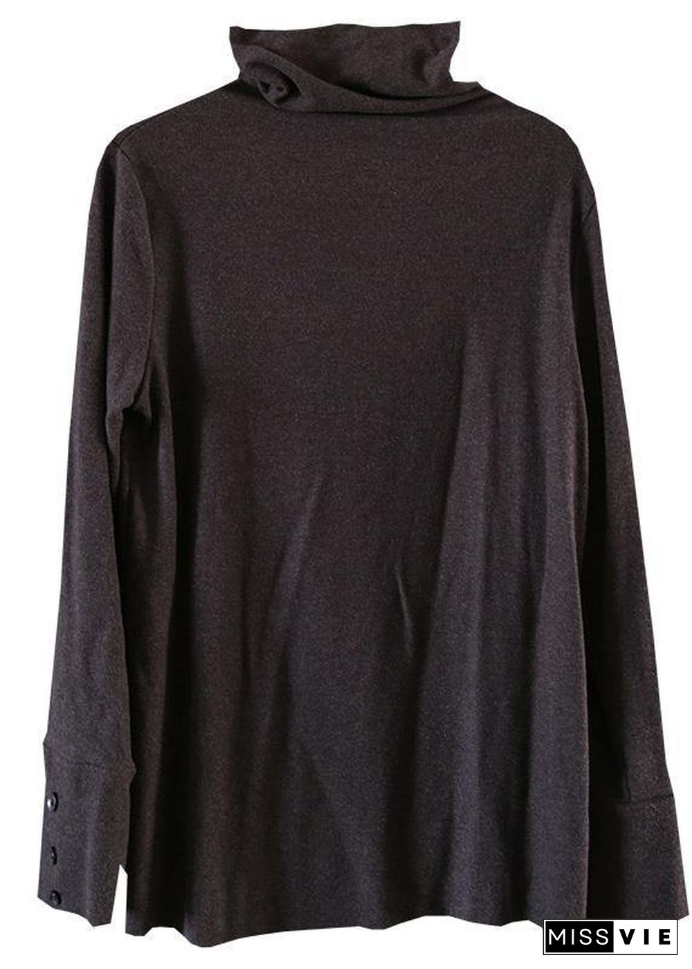 DIY high neck long sleeve tops women blouses design black tops