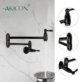 Akicon Wall-Mounted Pot Filler Faucet in Matte black AK288-MB