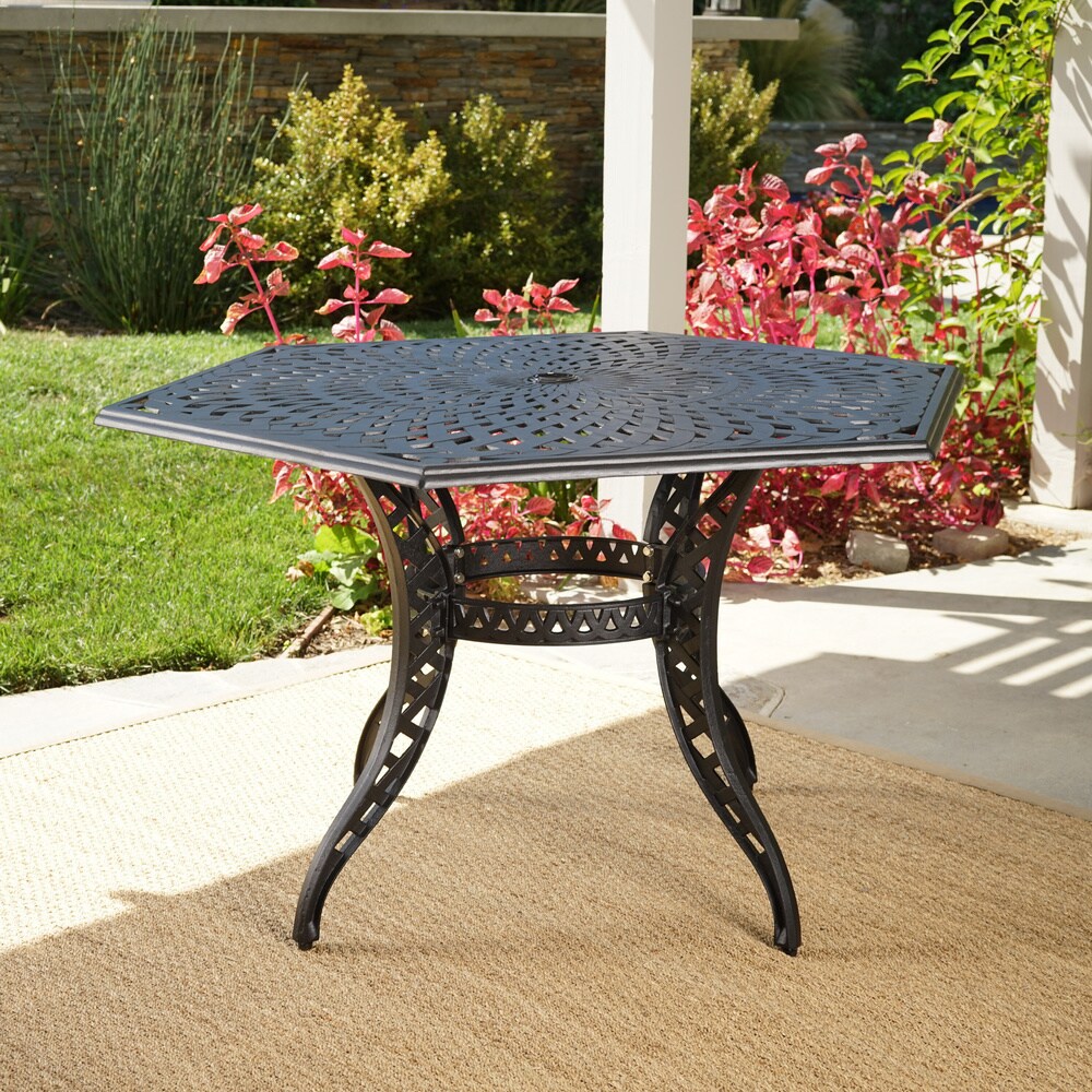 Cayman Traditional Outdoor Cast Aluminum Hexagonal Dining Table by Christopher Knight Home   53.25\