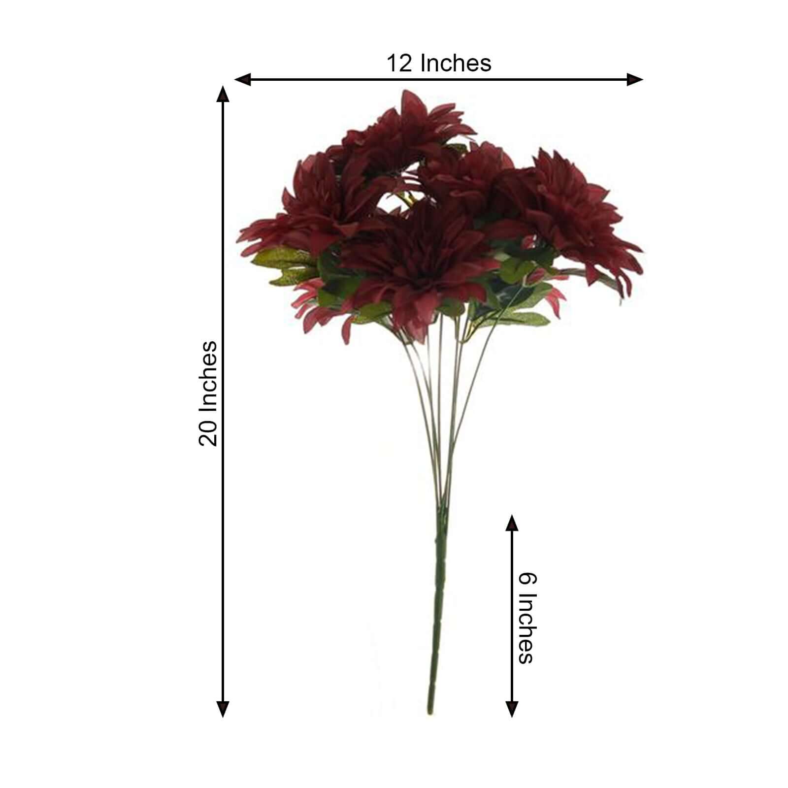 2 Bouquets Burgundy Artificial Silk Dahlia Flower Spray Bushes 20