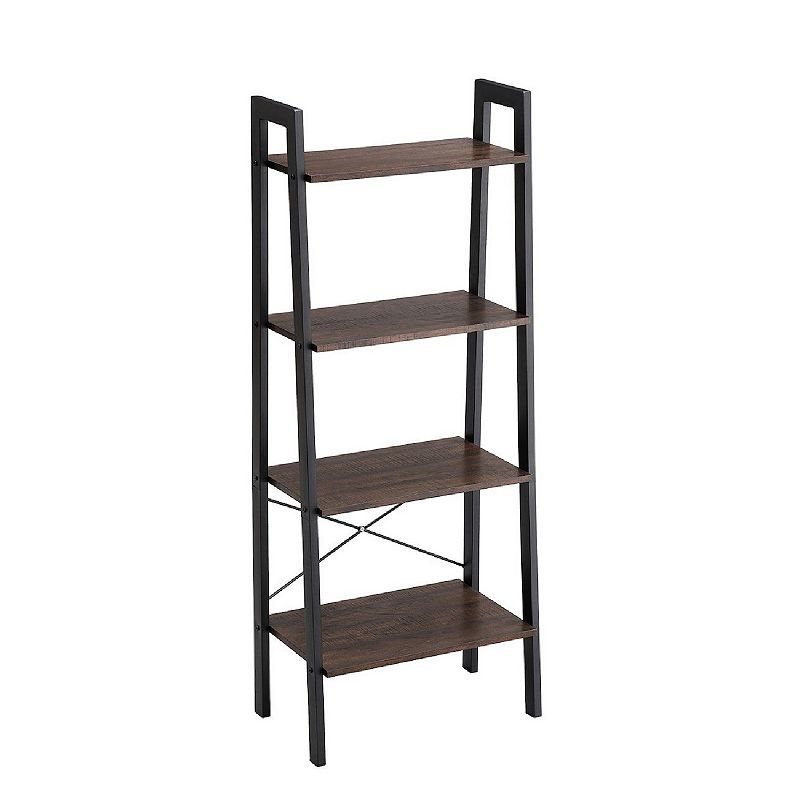 Industrial Ladder， 4-tier Bookshelf， Storage Rack Shelf Unit， Bathroom， Living Room