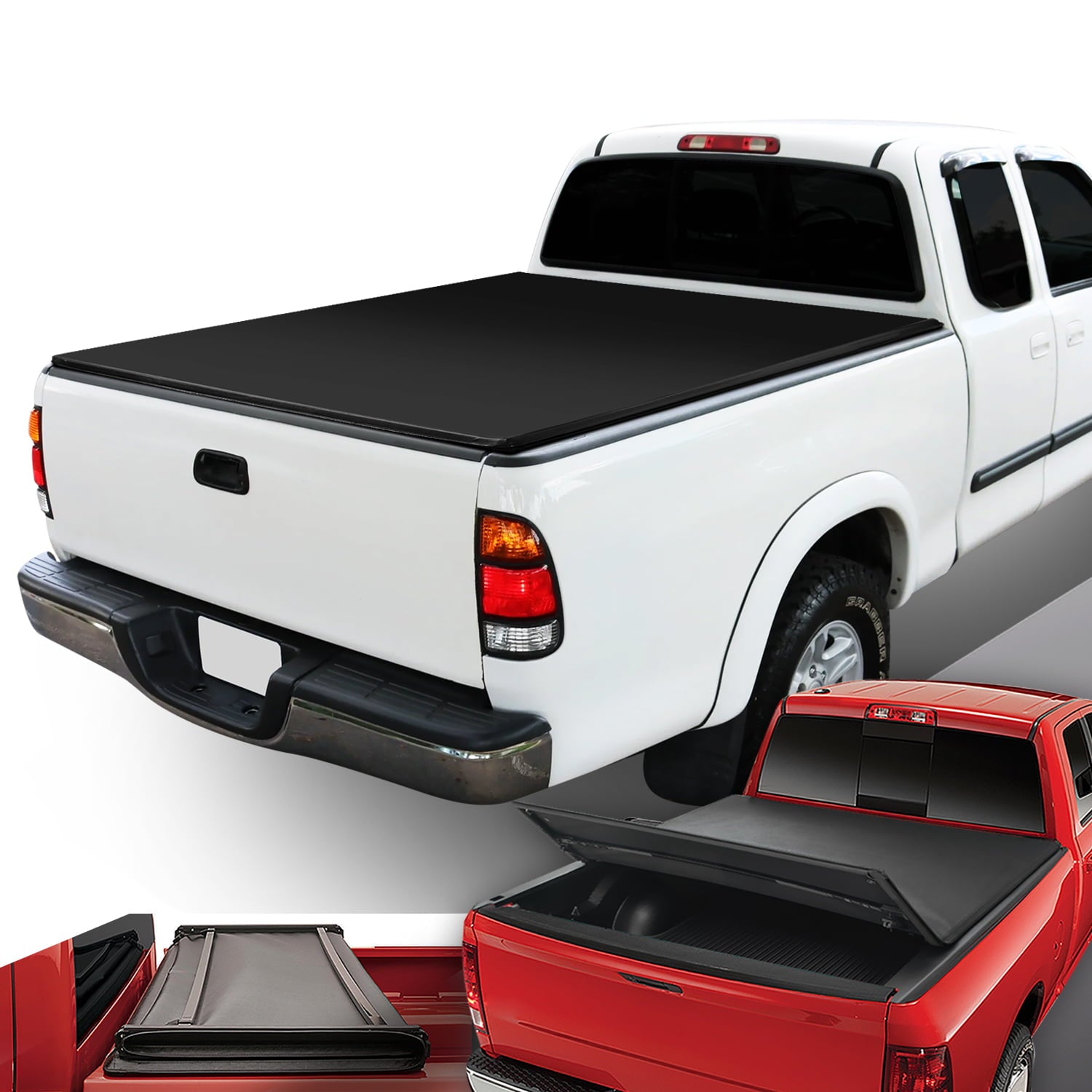 DNA Motoring TTC-TRISOFT-055 For 2000 to 2006 toyota Tundra 6' Bed Fleetside Adjustable Tri -Fold Soft Top Trunk Tonneau Cover 01 02 03 04 05