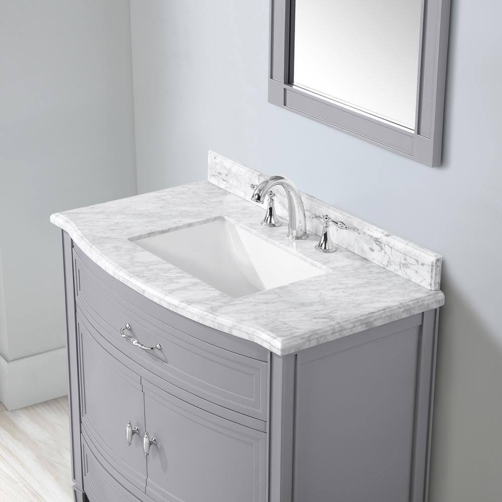 Home Decorators Collection Dacosti 36 in. W x 22 in. D x 34.5 in. H Single Sink Bath Vanity in Pebble Gray with White Carrara Marble Top Dacosti 36PG