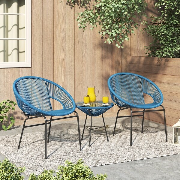 Corvus Sarcelles Woven Wicker 3piece Indoor/Outdoor Chat Bistro Set