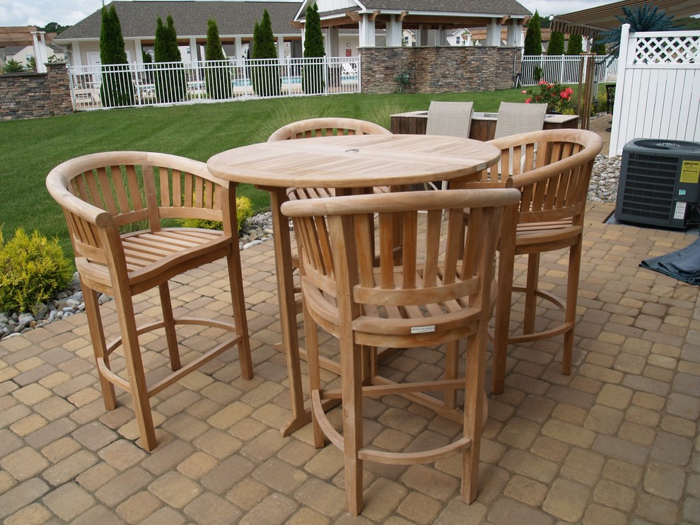 Kensington Curved Arm Bar Chair  Grade A Teak   Craftsman   Outdoor Bar Stools And Counter Stools   by Windsor Teak Furniture  Houzz