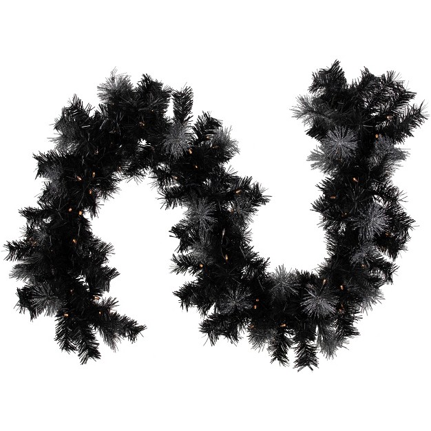 Northlight Pre lit Batter Operated Black Christmas Garland With Timer 6 x27 Warm White Led Lights