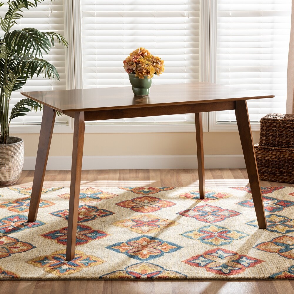 Maila Mid Century Walnut Brown Finished Wood Dining Table