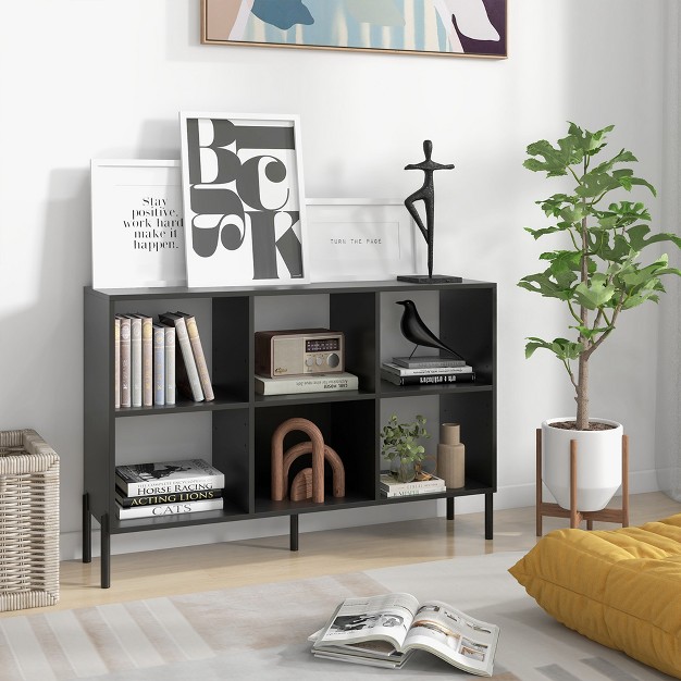 Costway 6 Cube Storage Shelf Organizer Bookcase Square Cubby Cabinet Bedroom Black white