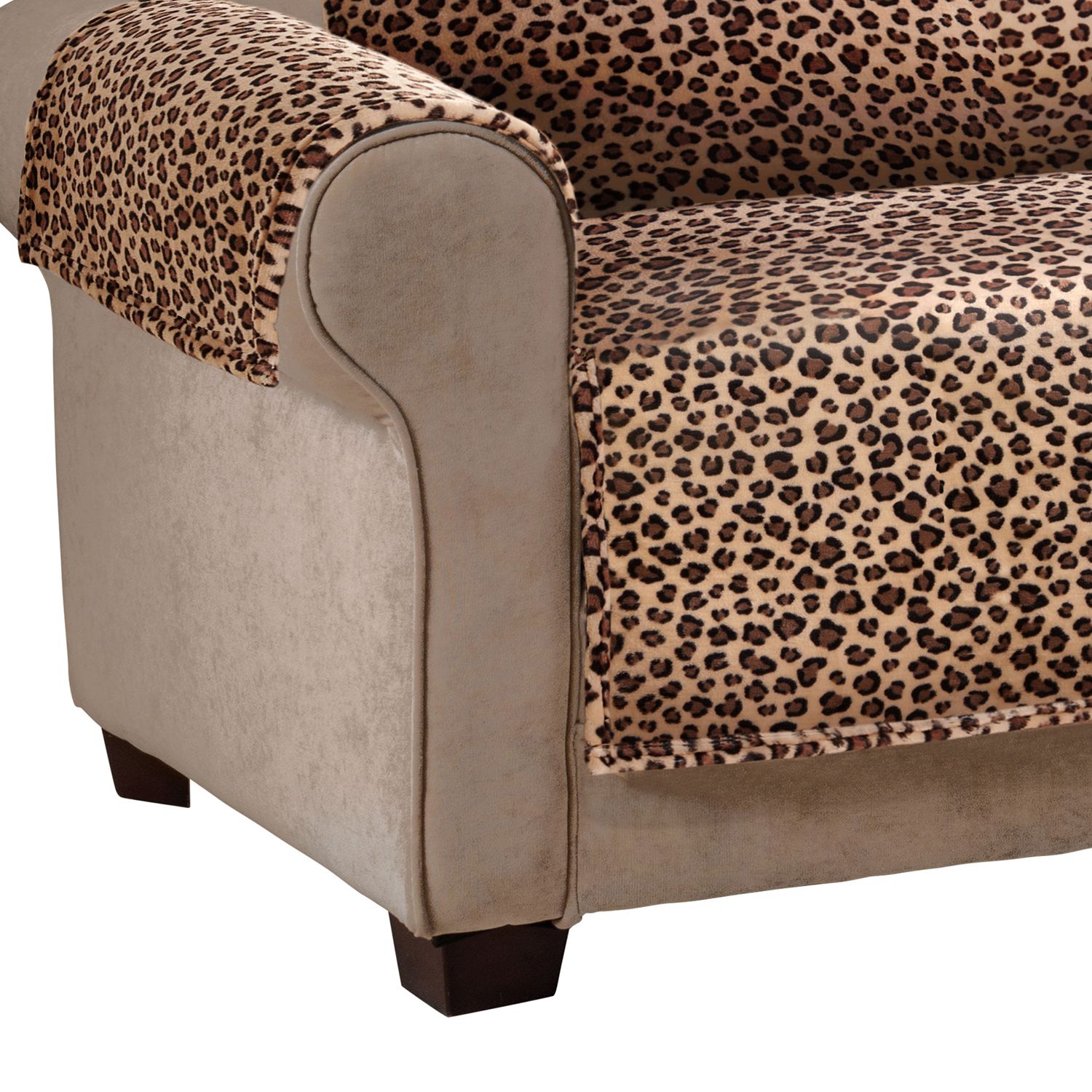 Jeffrey Home Innovative Textile Solutions Leopard Plush XL Sofa Furniture Cover