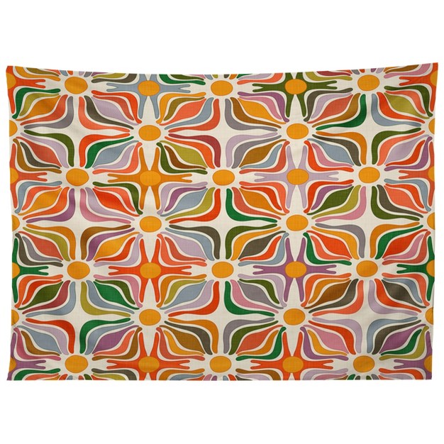 Evamatise Abstract Flowers Summer Holiday Tapestry Society6