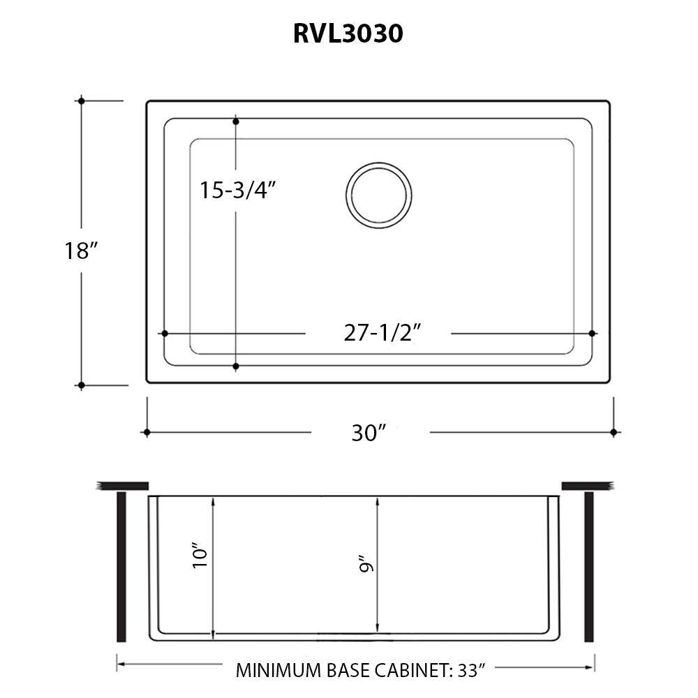 Ruvati 30 in. Single Bowl Dualmount Fireclay Kitchen Sink in White RVL3030WH