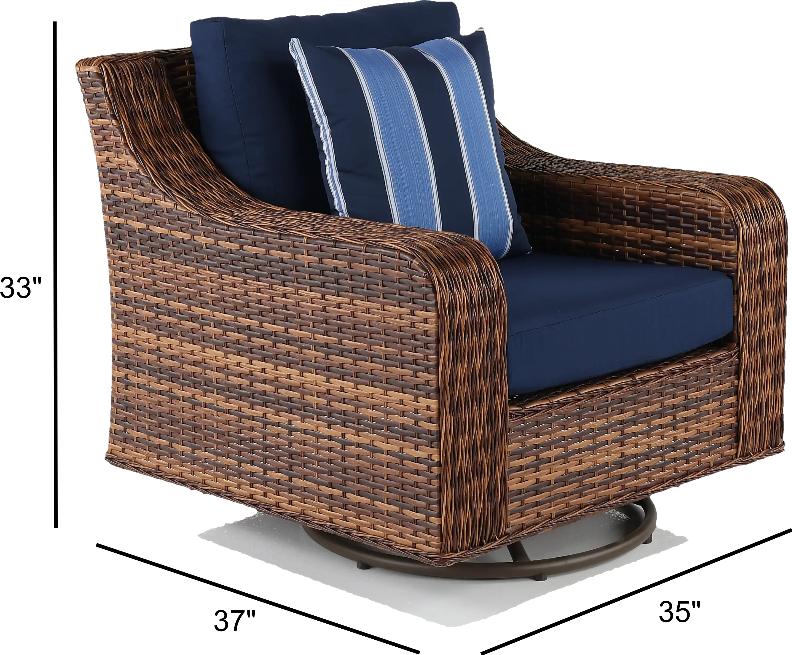 Tortola Swivel Navy Outdoor Patio Wicker Chair