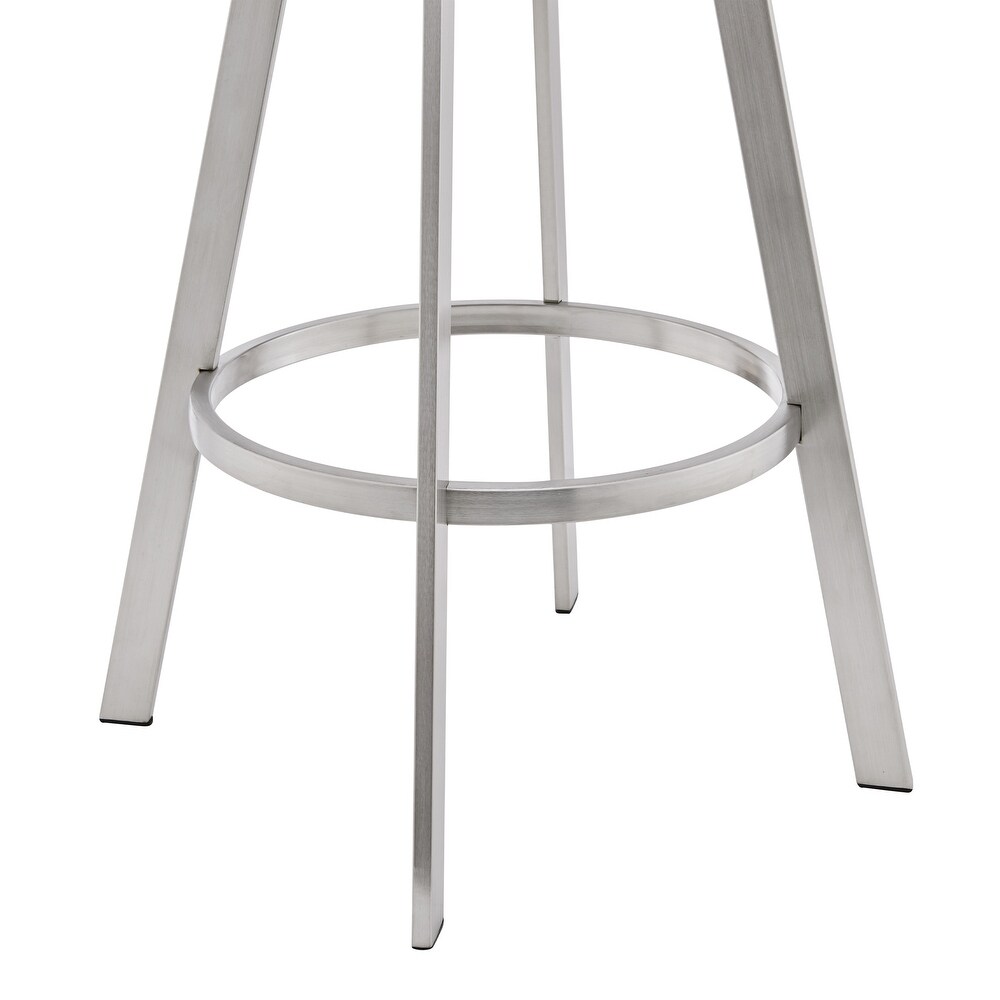 Chelsea Faux Leather Upholstered Swivel Bar/Counter Stool in Brushed Stainless Steel