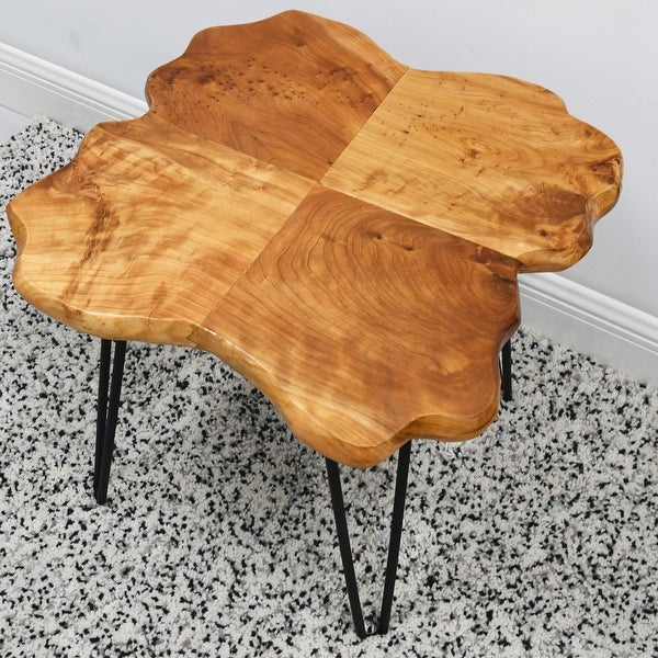 Greenage Live Edge Wood Coffee Table 4 Panels Table with Hairpin Legs