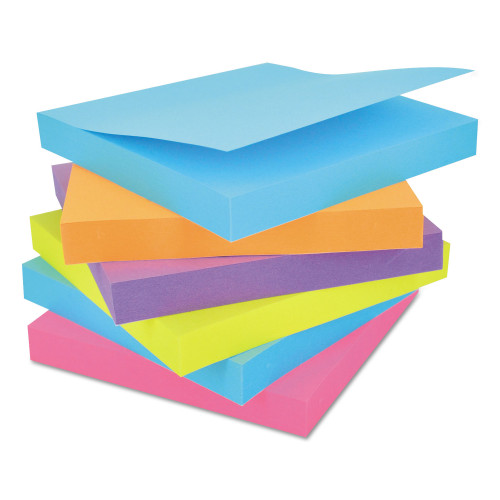 Universal Self-Stick Note Pads， 3 x 3， Assorted Bright Colors， 100-Sheet， 12/PK (35610)