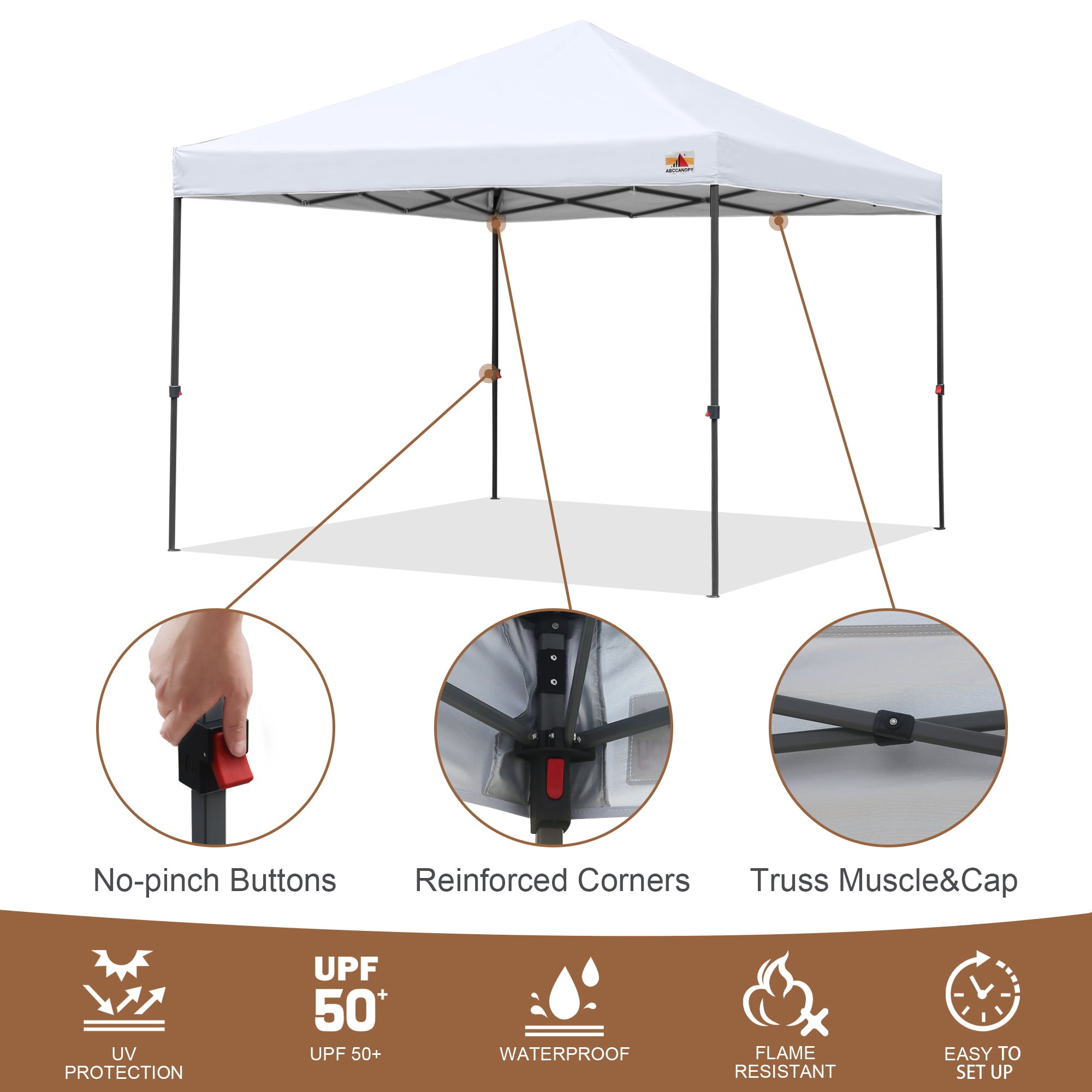 ABCCANOPY 10 ft x 10 ft Easy Pop up Outdoor Canopy Tent, White