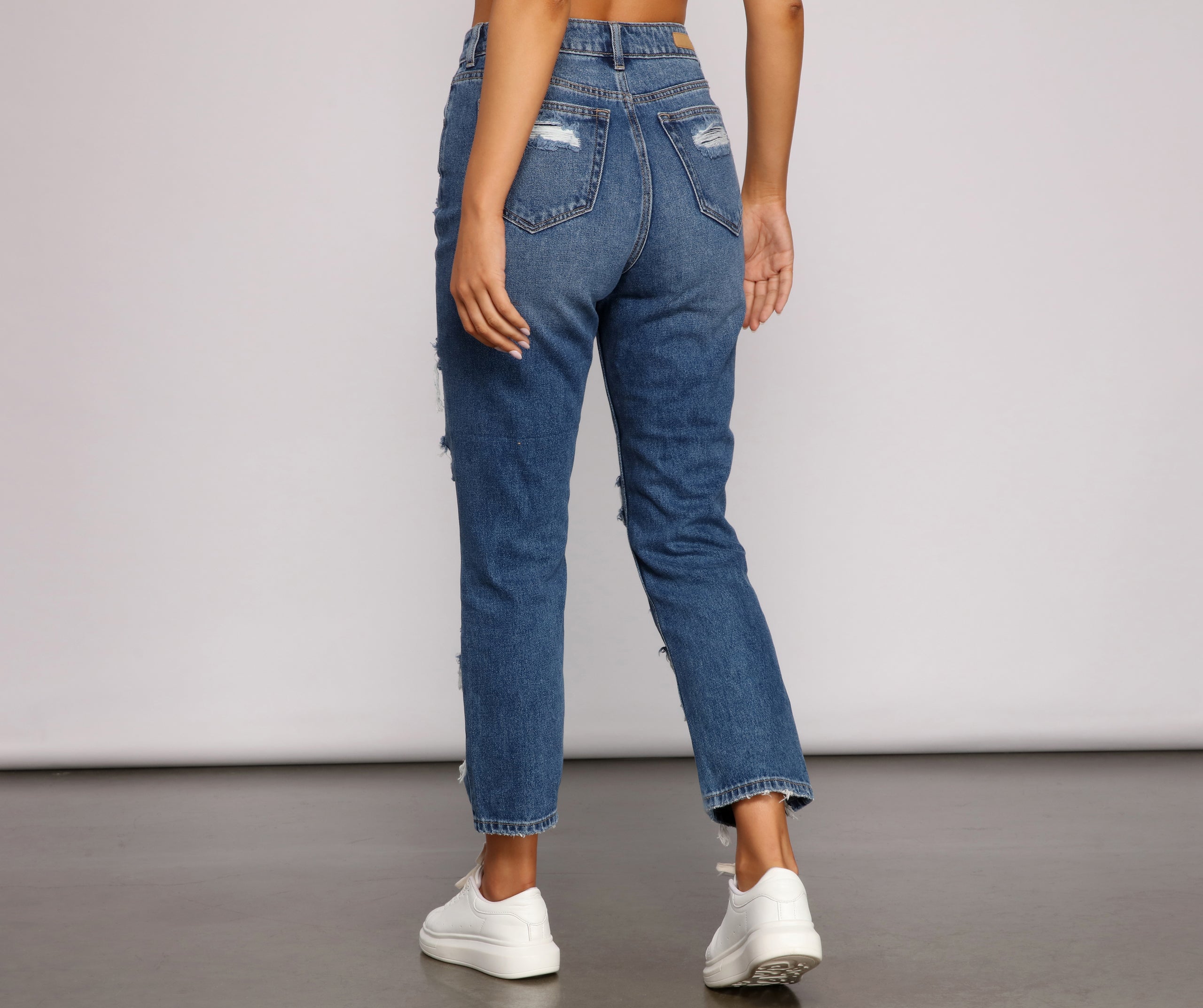 Classic Destructed Straight-Leg Jeans