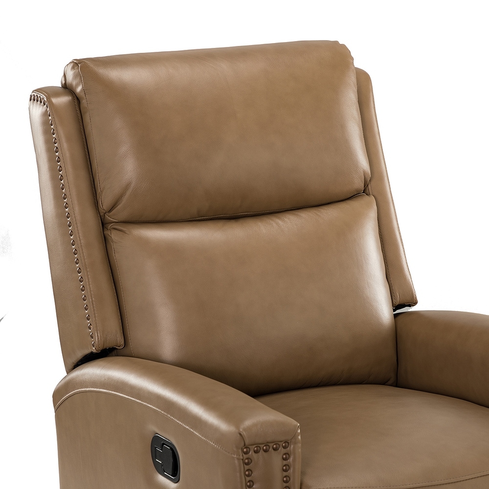 Fiacro 30.31''Wide Modern Genuine Leather Wingback Swivel Rocker Recliner With Tufted Back