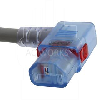 AC WORKS 15FT 143 15A Medical Grade Power Cord With Locking Right Angle IEC C13 Connector MD15ARC13-180AL