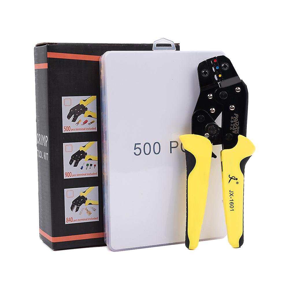 Wire Terminals Crimping Tool Insulated Ratcheting Crimper Kit Of Awg22-14 With 500pcs Male And Female Spade Connectors