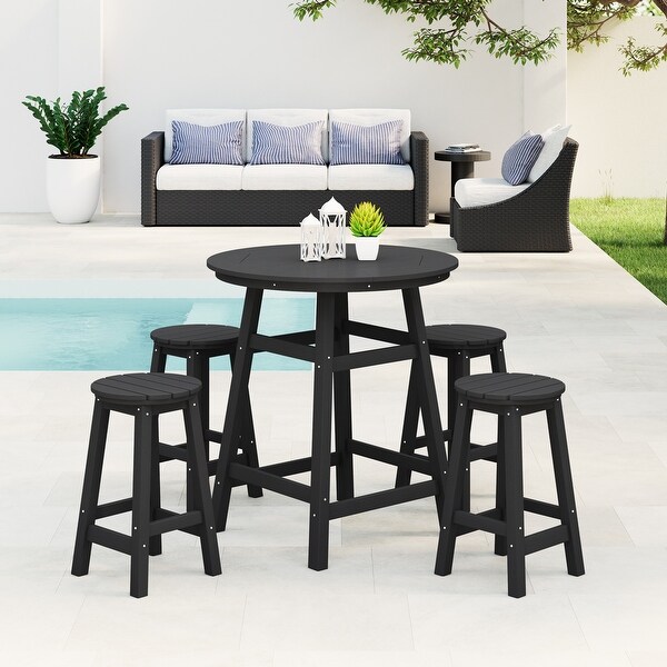 Polytrends Laguna Hdpe All Weather Outdoor Patio Bistro Round Counter Set (5Piece Set)