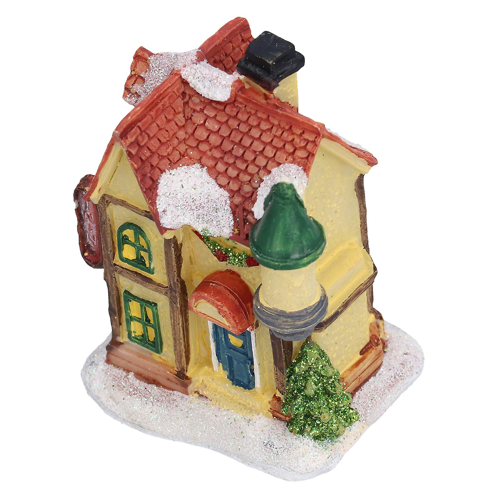 Christmas Resin House Christmas Scene Village Houses With Led Warm Light Battery Operate