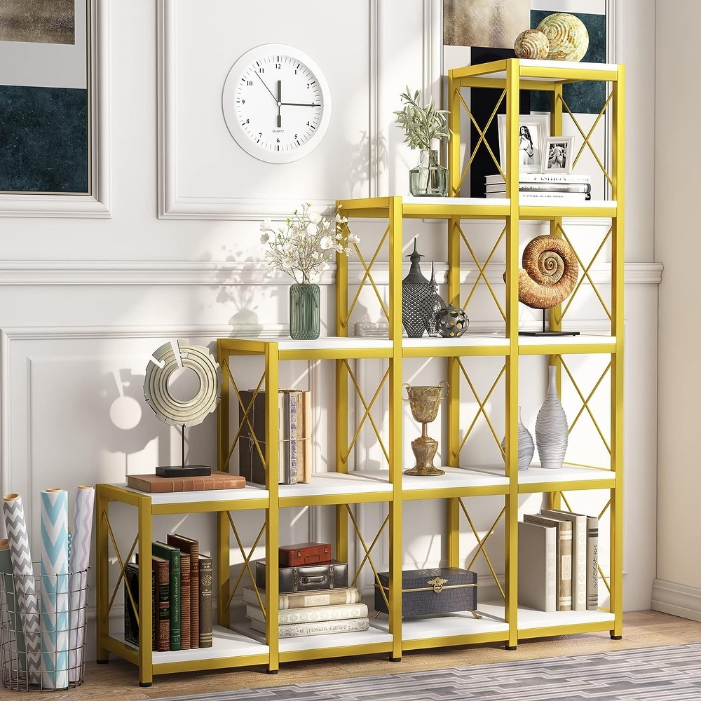 PAKASEPT 14 Shelves Bookshelf  Ladder Corner Bookshelf