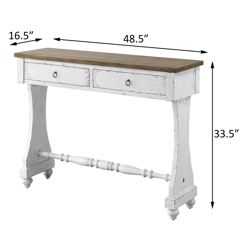 Monterra Antique White 2 drawer Console Table