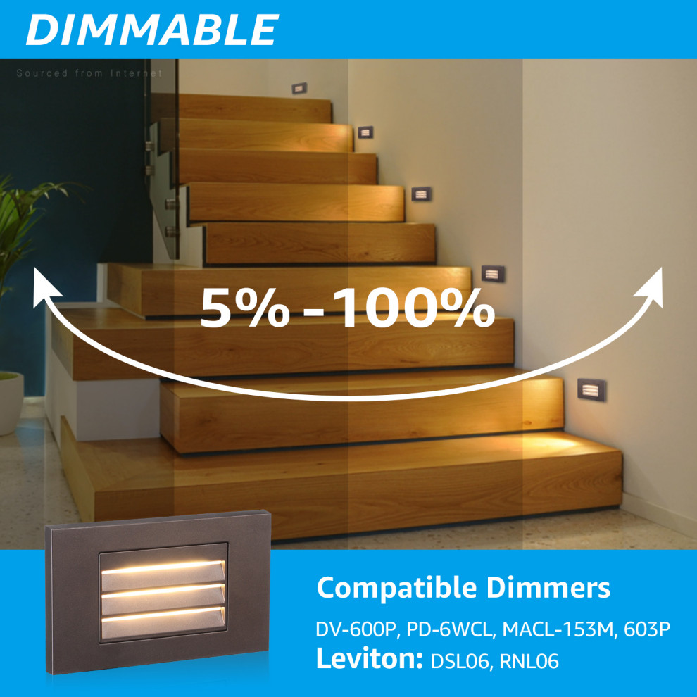 5W Louvered Dimmable LED Step Lights  3000K Warm White  Oil Bronze  Pack of 6   Transitional   Stair And Step Lights   by W86 Trading Co.  LLC  Houzz