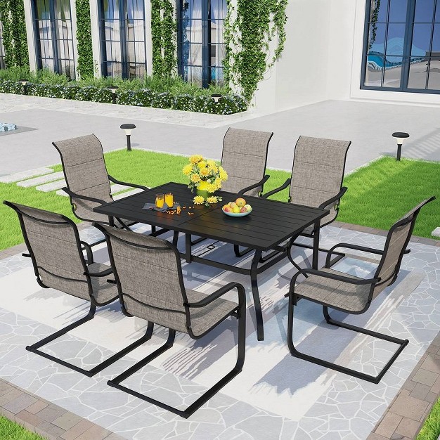 7pc Patio Set With Steel Table amp Metal Sling Arm Chairs Captiva Designs