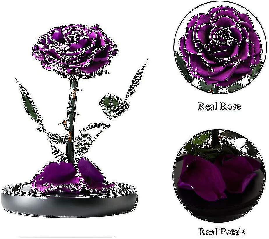 Preserved Real Rose Eternal Rose In Glass Dome Gift For Her Thanksgiving Christmas Valentine's Day B