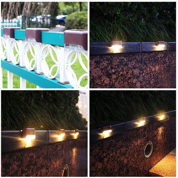 4pcs Solar LED Deck Light Outdoor Garden Path Lamp