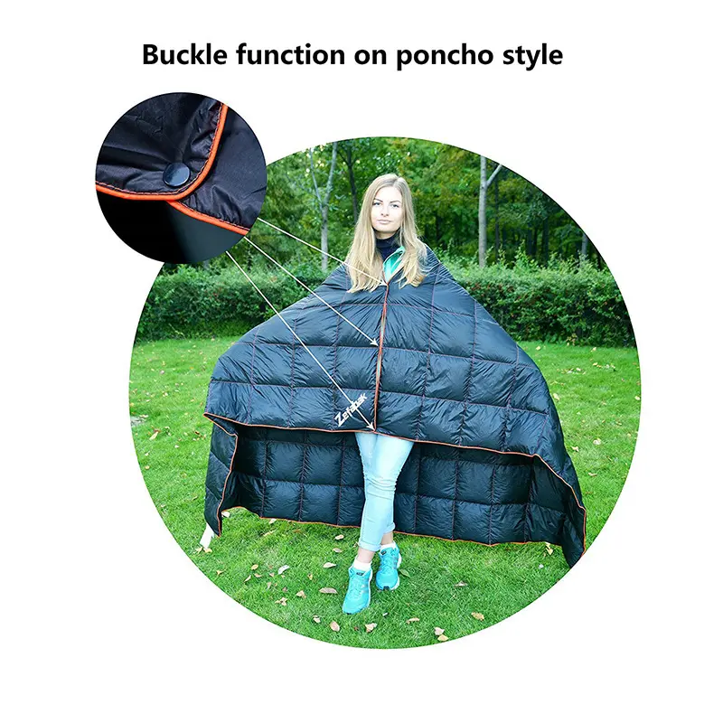 Custom Design Wearable Portable Warm Down Blanket outdoor mattress for Airplane Car Travel Camping Packable Hiking Picnic