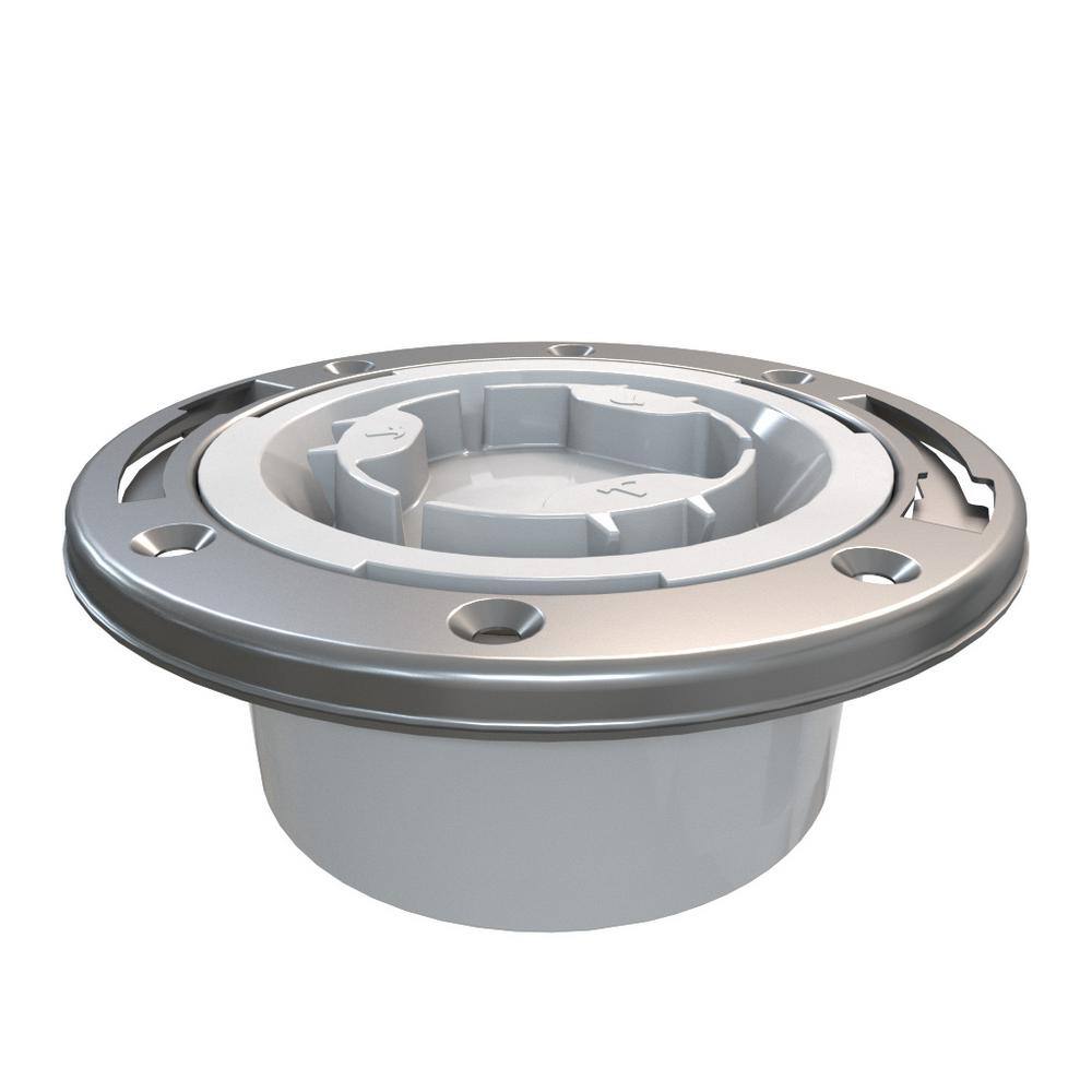 Oatey Fast Set 4 in. PVC Hub Toilet Flange with Test Cap and Stainless Steel Ring 436572