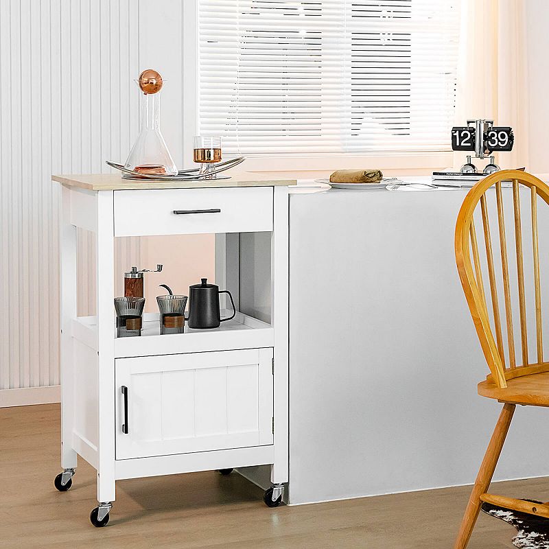 Kitchen Island with Storage Drawer and 3 Hooks