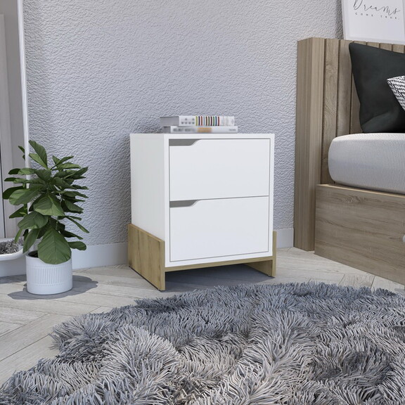 DEPOT E SHOP Haines Nightstand with 2 Drawers  End...