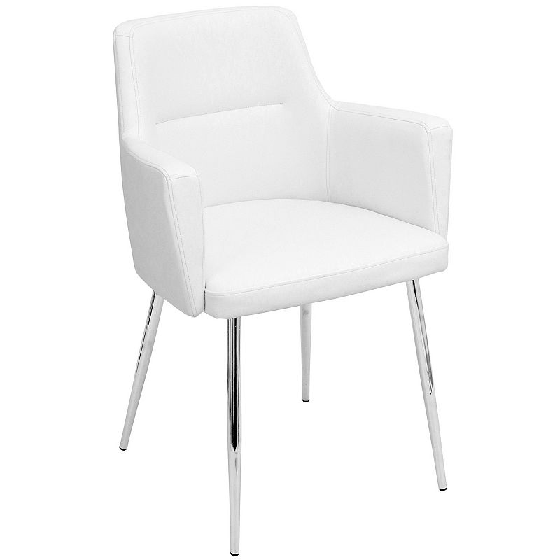 Set of 2 White Leather Andrew Contemporary Dining/Accent Chair 33”