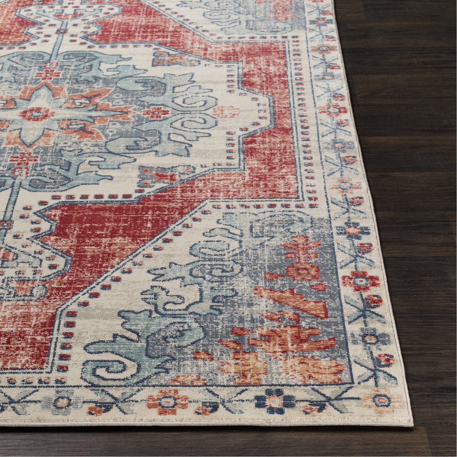 Bohemian Rug in Bright Red & Beige