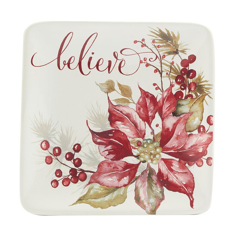 Certified International Set of 4 Winter's Joy Canape Plates