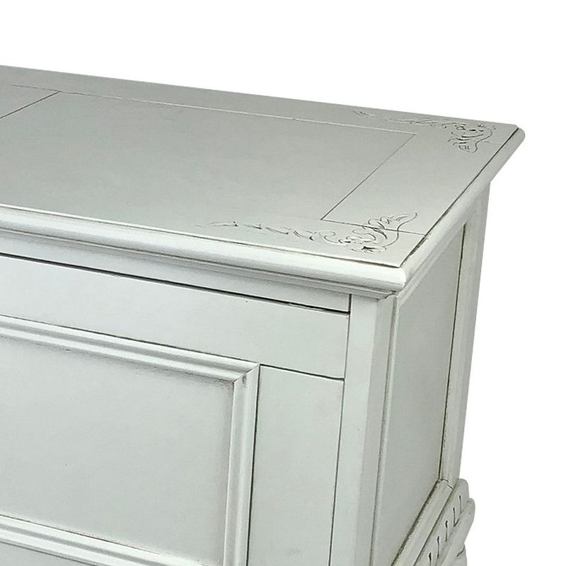 Accent Chest with Drop Down Storage and Carved Details， White