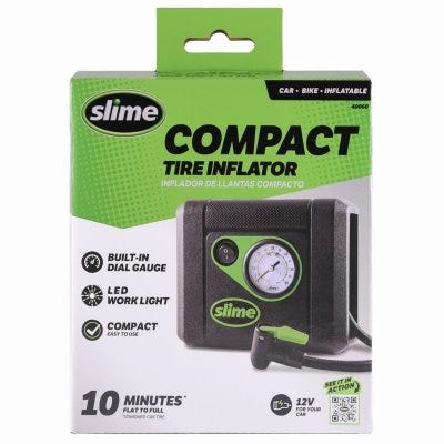 Compact Tire Inflator + Gaugeamp Light 12-Volt