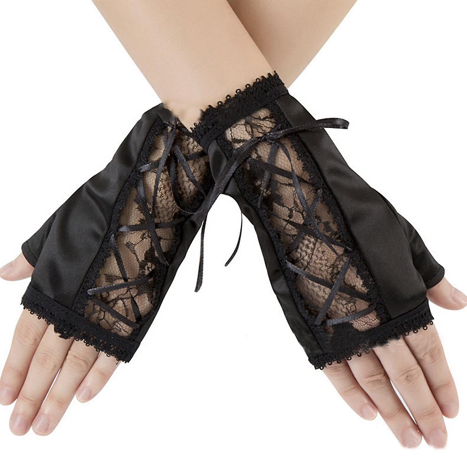 Women Bandage Rope Short Sleeve Gloves Elastic Anti-uv Delicate Cycling Gloves