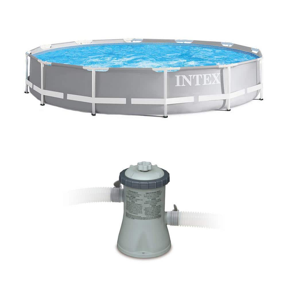 Intex Prism 12 ft. Round 30 in. Deep Pool Steel Frame Hard Side plus Filter Pump 26710EH + 28601EG