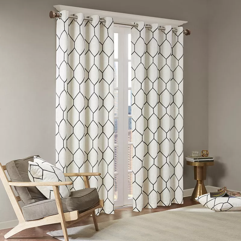 Madison Park Asher 1-Panel Light Filtering Grommet Window Curtain