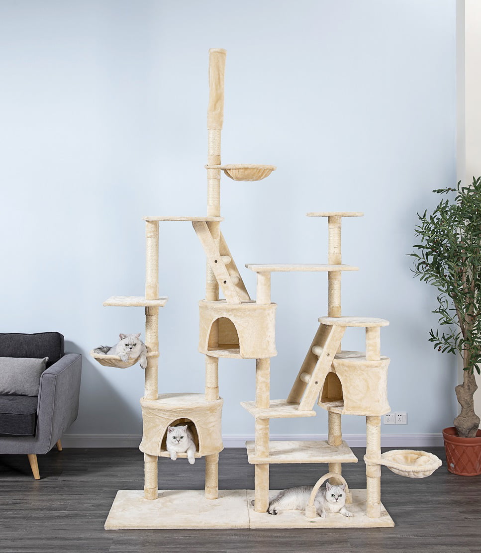 Go Pet Club Cat Tree - 106 in. Multi-Level Playground - Beige