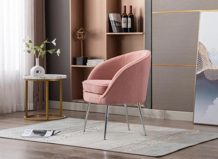 Teddy Fabric Accent Armchair With Electroplated Chrome Legs   Midcentury   Armchairs And Accent Chairs   by Miron Demid LLC  Houzz