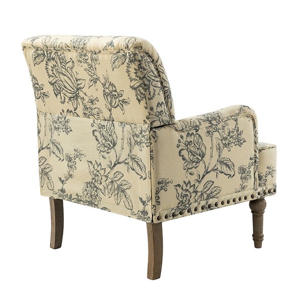 Geltrude Traditonal Floral Fabric Design Upholstered Accent Armchair with Turned Legs by HULALA HOME