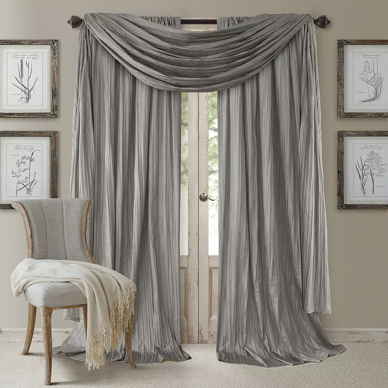 Elrene Home Fashions Athena Faux Silk Window Curtain and Scarf Set